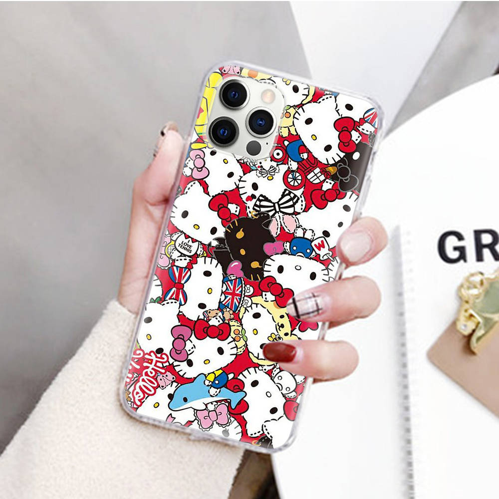 JZ19 Hello Kitty Прозрачный чехол для Samsung A04 A14 A23 M33 M53 Realme 10 9 C35 C55 VIVO Y02 X80 Infinix Hot 30 Note 11 Tecno Spark 8P Pro
