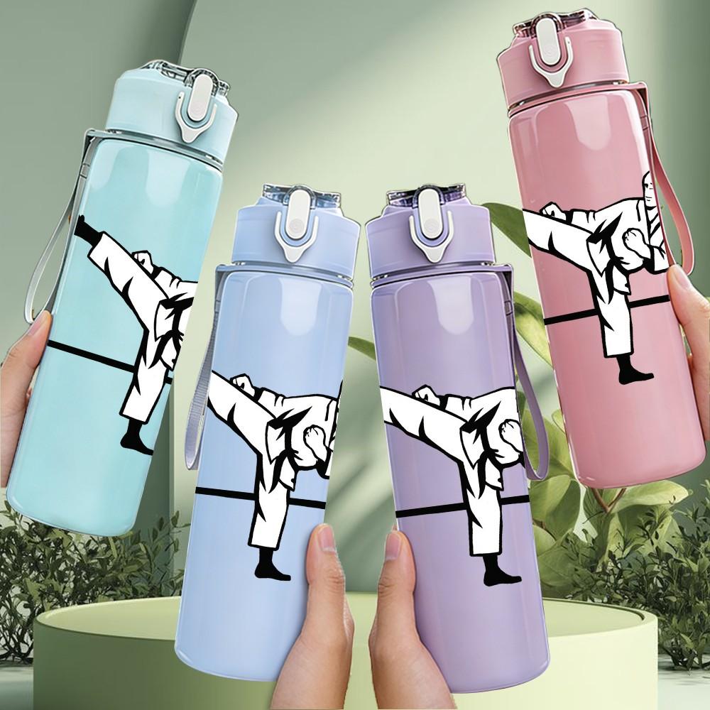 1PC Boxer Fighter Heartbeat Line Print 750ml Color Plastic Sports Water Bottle Leakproof Flip Straw Lid Suitable for Sports Office Home Use