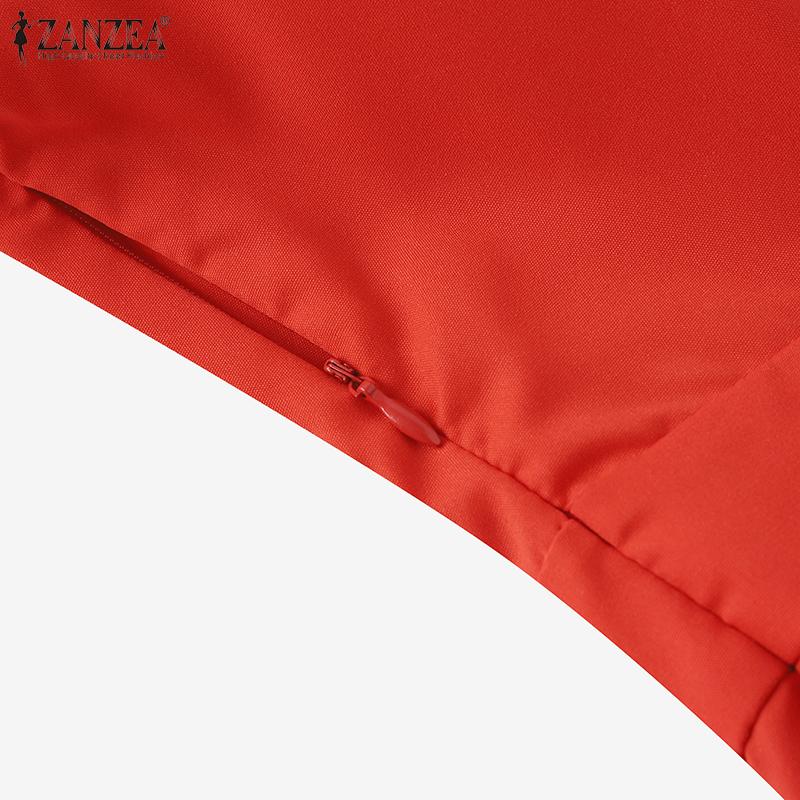 ZANZEA Женские винтажные платья с воротником и коротким рукавом