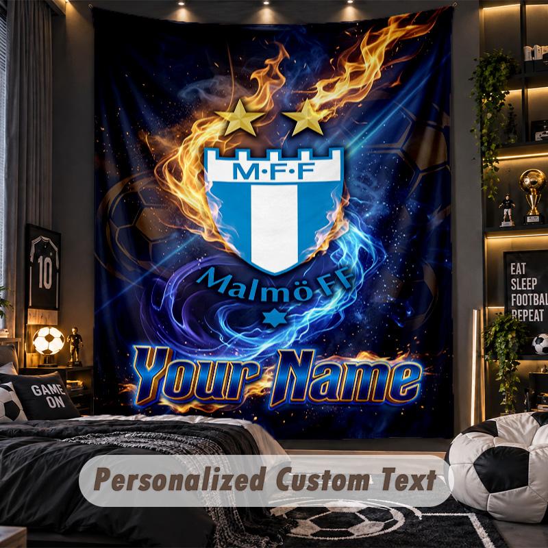 TapestryMalmö FF Custom Name Text Personalized Wall Hanging Tapestry Home Wall Decor