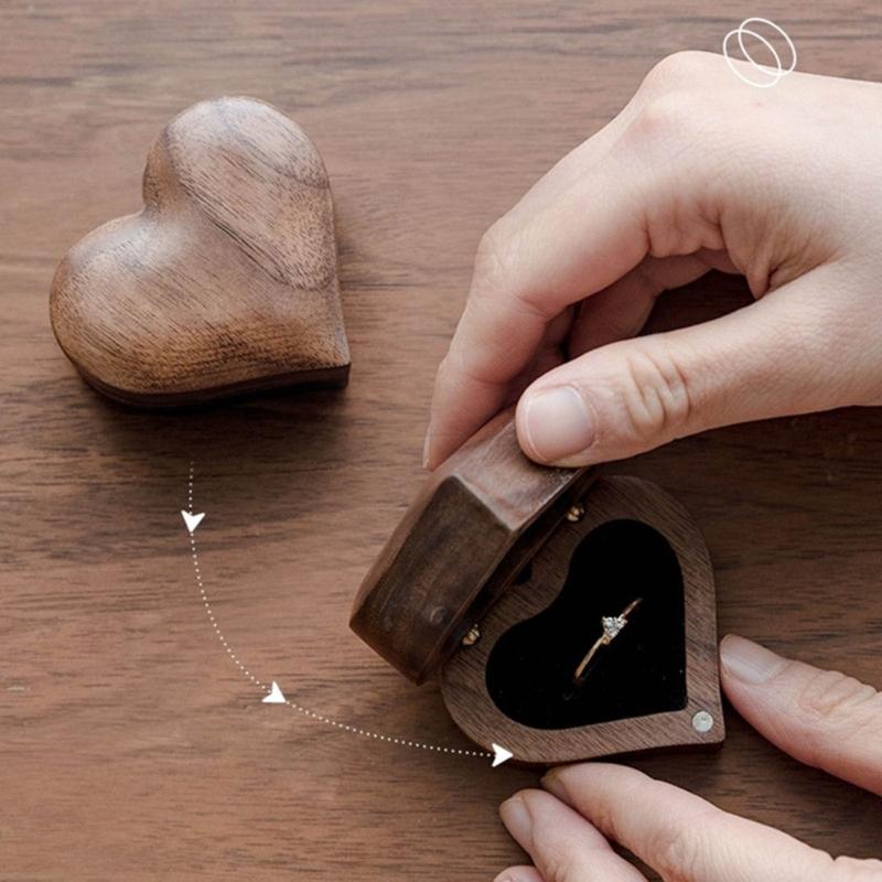 Vintage Wood Box Versatile Wedding Rings Box Charming Jewelry Presentation Box Wood Material Rings Accessories for Rings