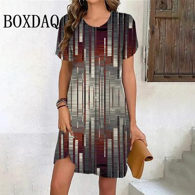 Винтажное женское платье с 3D-принтом, модная женская одежда, новое повседневное свободное платье, летнее женское элегантное платье с коротким рукавом больших размеров