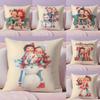 Рождественские иллюстрации для домашнего декора для пар Наволочка Шелковистый короткий плюш с невидимой молнией Пылезащитный чехол на диванную подушку