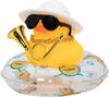 Car Duck Ornament Dashboard Decorations For Car Rubber Accessories With Sunglasses Hat Necklace Swim Ring And Mini Musical Instr