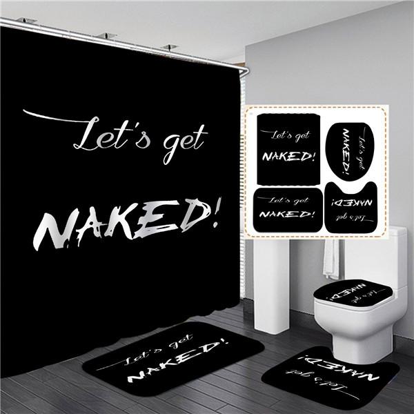 Водонепроницаемый банный костюм с буквенным принтом, душ + крышка, противоскользящие коврики для ванной, ковры, коврики для ванной, экран для купания