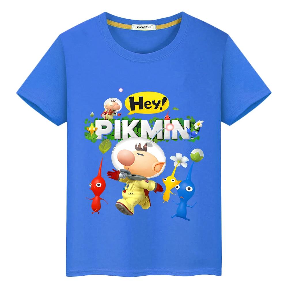 Pikmin Cartoon Printed Pure Cotton Casual Short Sleeved T-shirt for Boys and Girls