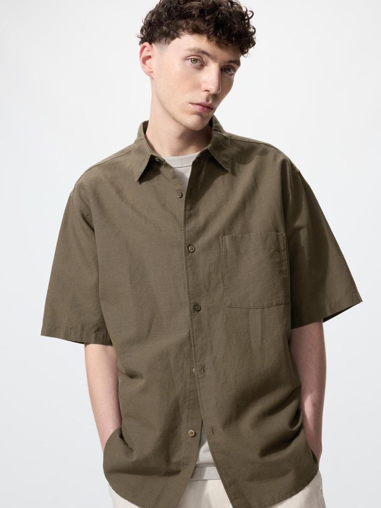 Uniqlo Японская хлопково-льняная рубашка