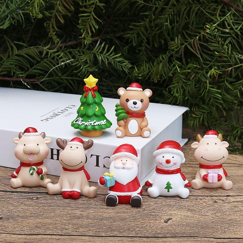 Delicate Resin Christmas Ornament Santa Claus Elk Winter Decoration Gift
