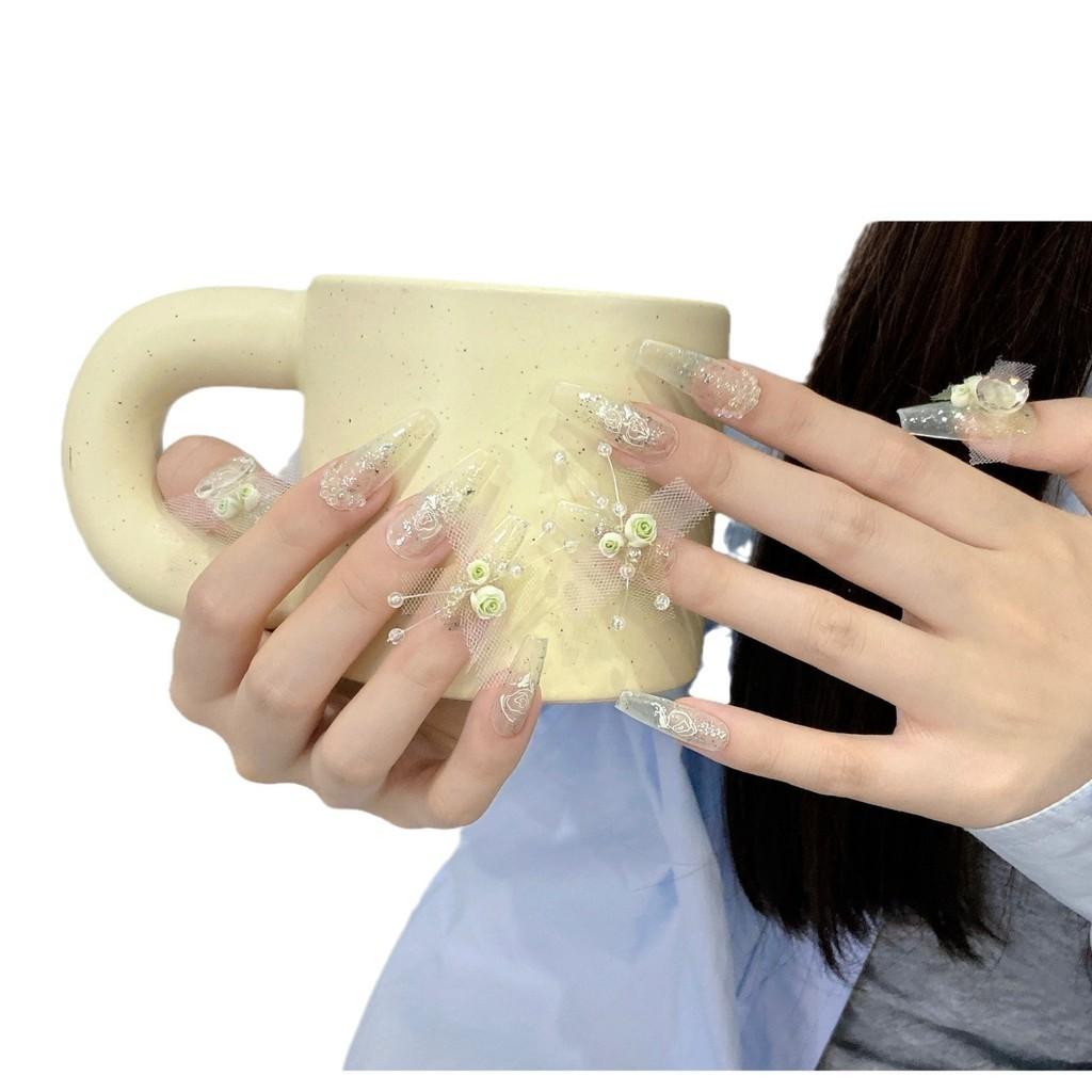 Искусственные ногти ручной работы, новый Волшебник страны Оз, темперамент, розовая жемчужная сетка, фототерапевтические ногти, накладные ногти, многоразовые и съемные ногти