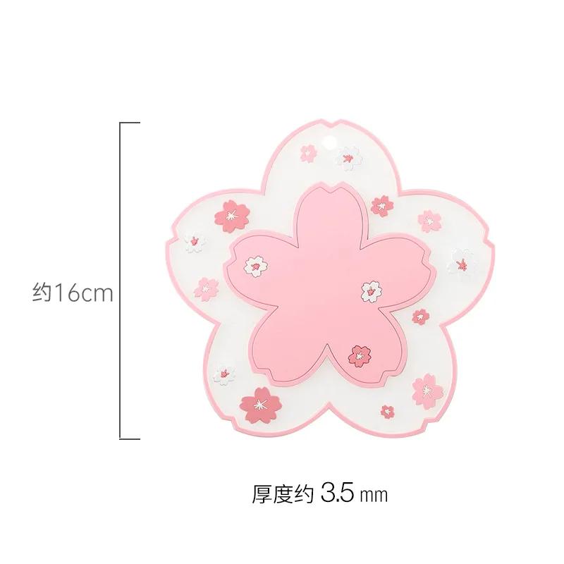 Cherry Blossom Silicone Anti Scalding Mat Dining Table High Temperature Resistant Insulation Mat Anti Slip Cup Mat
