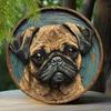 2d Flat 20*20cm, Spring Pug Dog Wooden Wall Art, Wooden Sign Decor for Home.