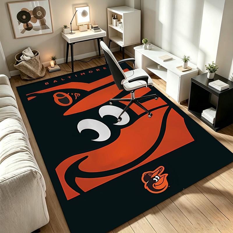 Baltimore Orioles A rug suitable for office chair areas living rooms and computer desks perfect for home offices and an ideal holiday gift