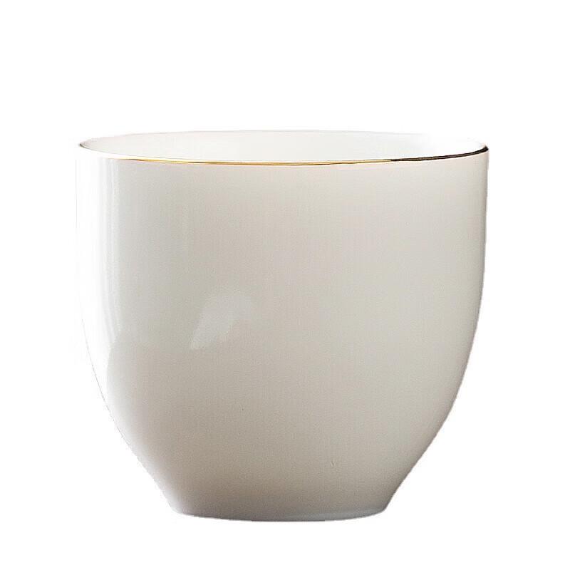 Chaxun Mutton Fat Jade Porcelain Gold-Trimmed Infuser Tea Cup