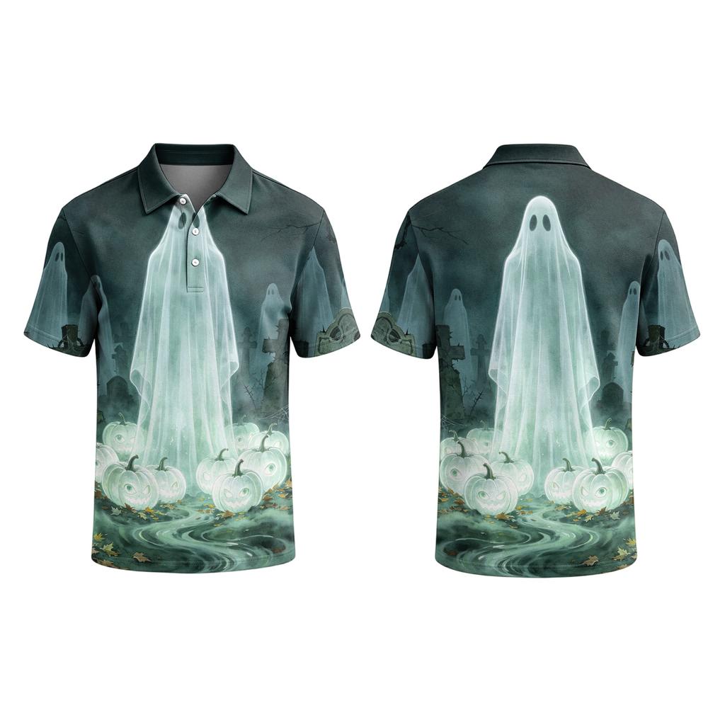 Мужская рубашка с коротким рукавом с принтом на Хэллоуин для повседневных вечеринок и ежедневных прогулок