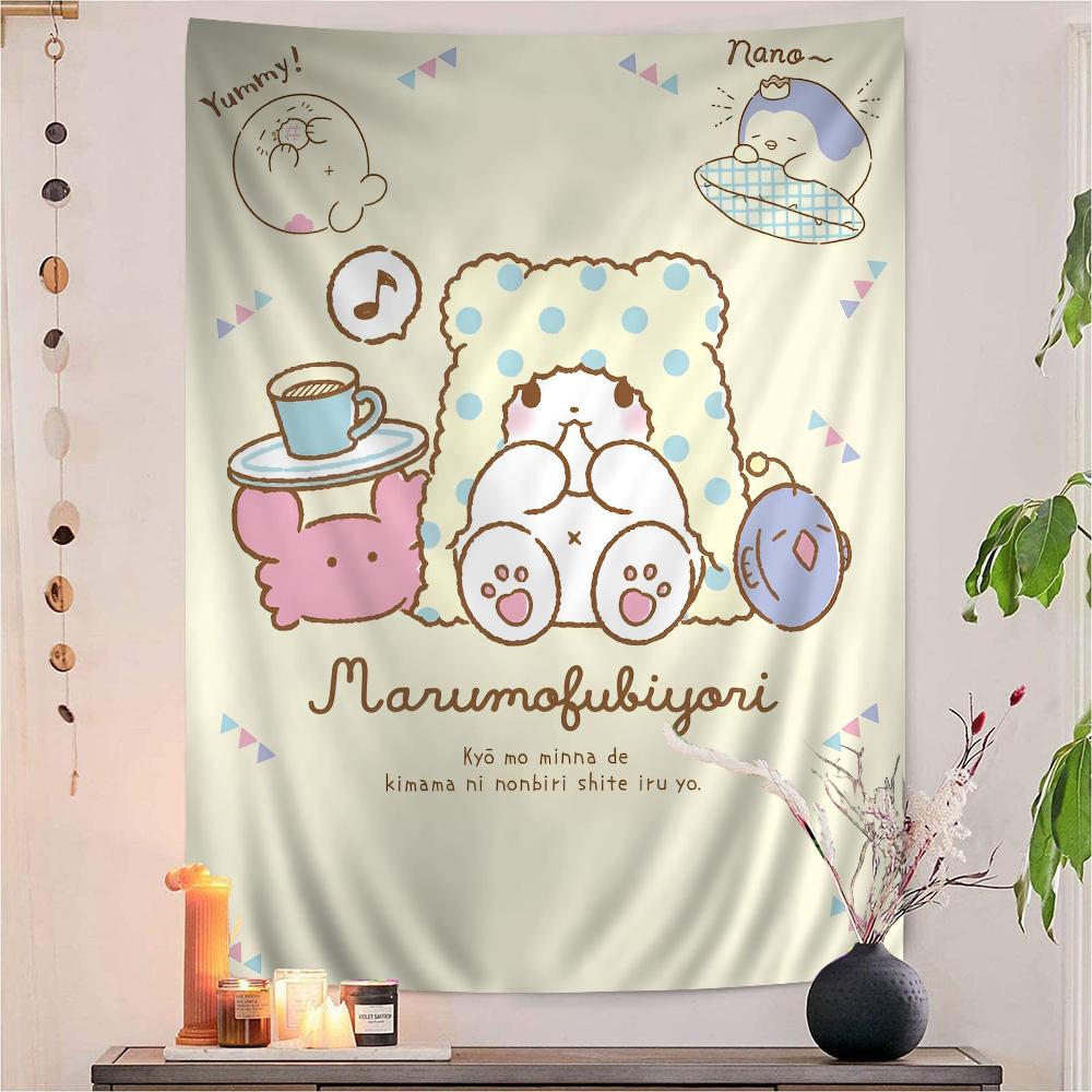Cute Cartoon Marumofubiyori Cartoon Tapestry for Living Room Home Dorm Decor INS Home Decor