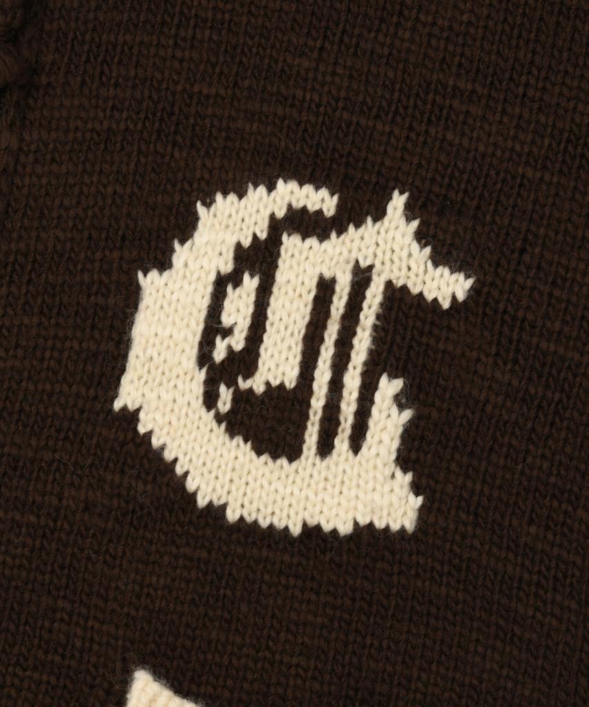 COVERNAT Diploma C Logo Knit Varsity Jacket Brown