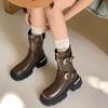 Модные зимние ковбойские сапоги для женщин, модные женские повседневные короткие сапоги с толстой подошвой, Mordern Botas 2024