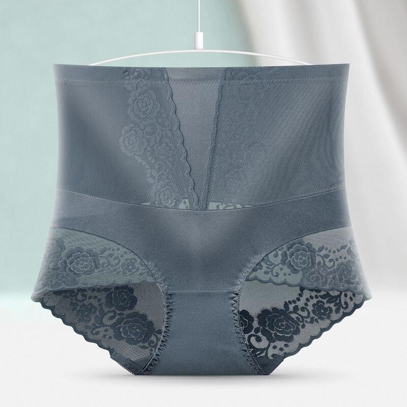 Женские кружевные трусики с вышивкой цветов, сексуальные трусы с высокой талией и эффектом лифтинга ягодиц, полезные для здоровья, утягивающие живот, бесшовное нижнее белье, трусики больших размеров EMA