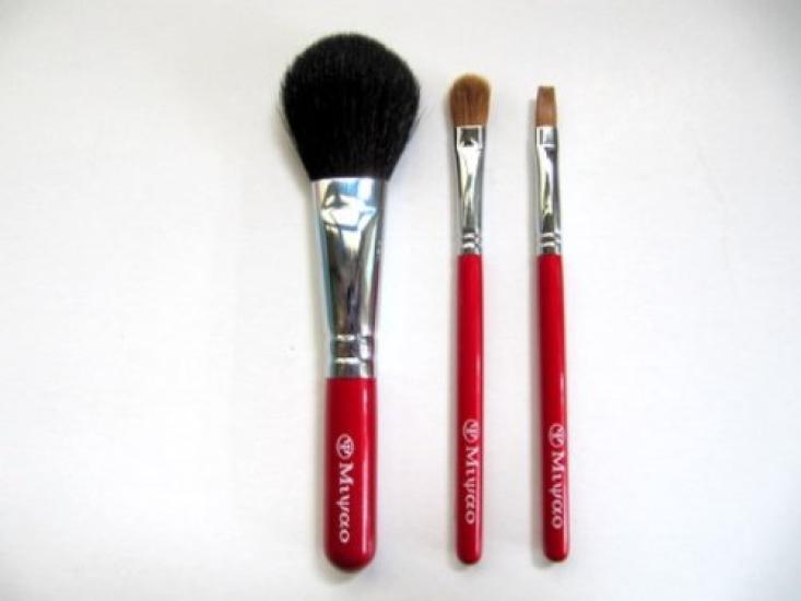 Набор кистей для макияжа Kumano Brush из 3 штук, Красный жемчуг, Портативный, Подарочная упаковка (5)