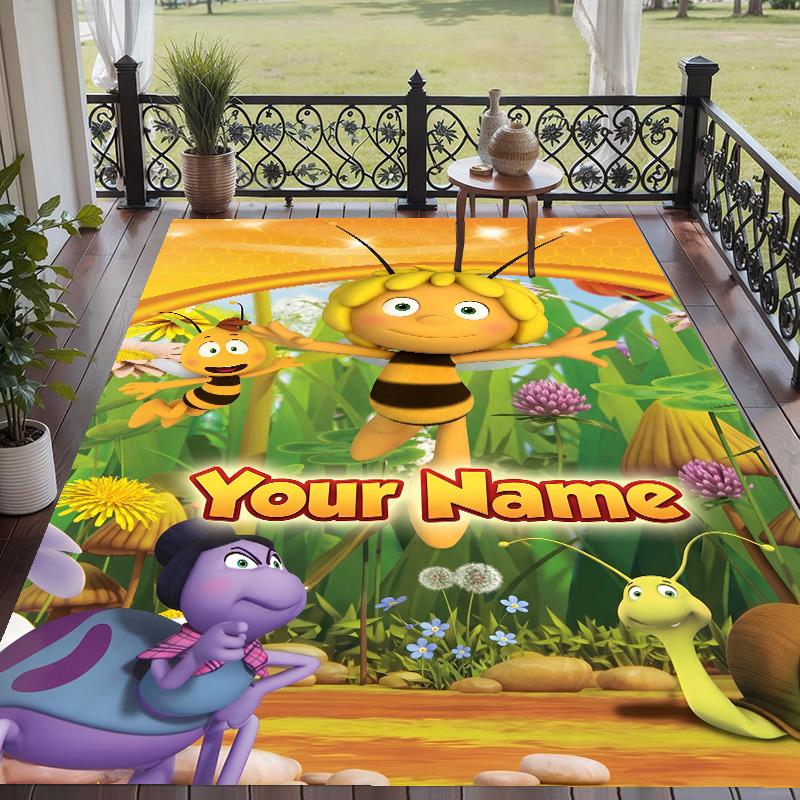 Custom Text Die Biene Maja Pattern Floor Rug Soft Indoor Carpet Mat Living Room Bedroom