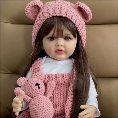 22-дюймовая реалистичная кукла реборн для новорожденных, расписанная художниками, силиконовая виниловая водонепроницаемая игрушка для всего тела, детская игрушка для подарка