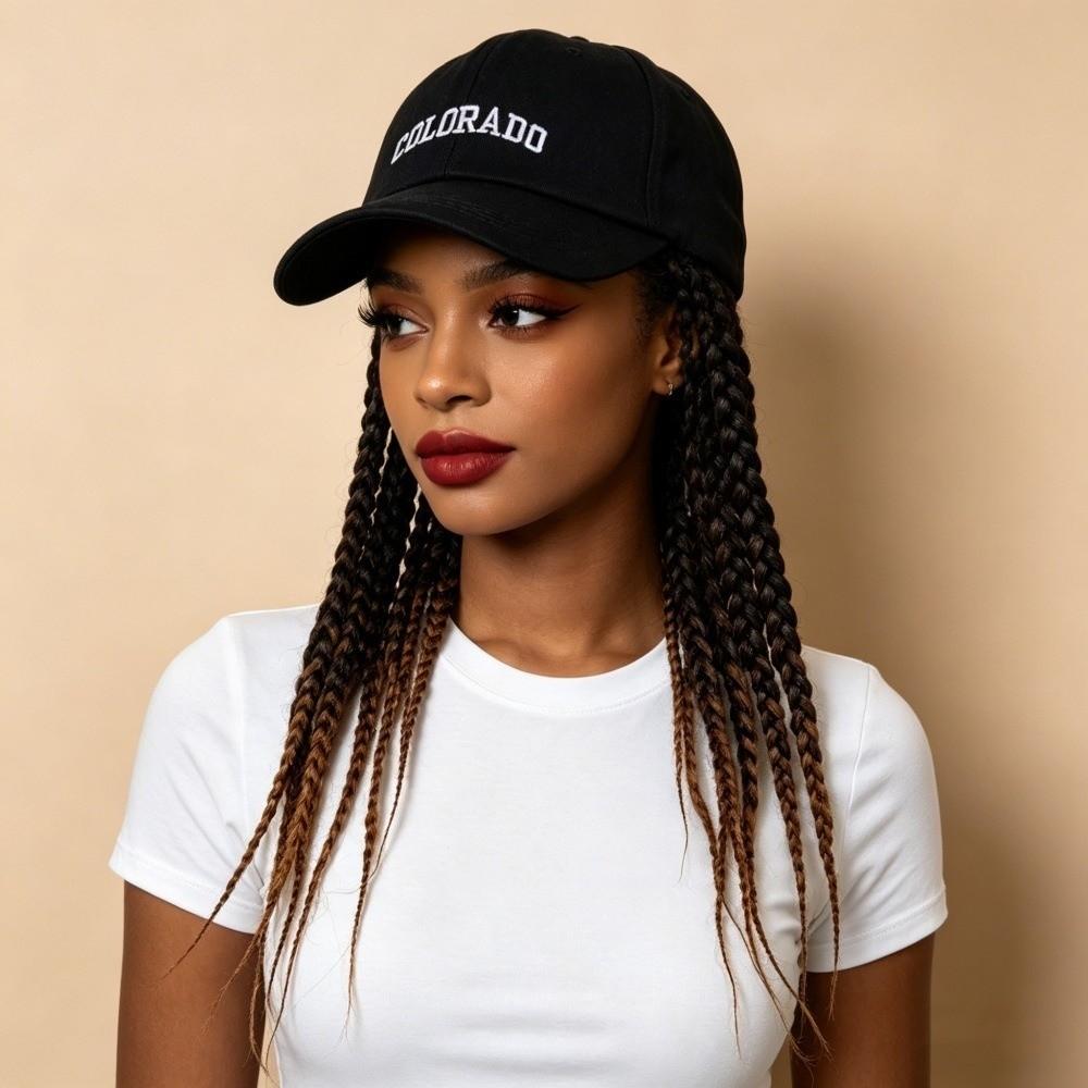Punk Black Baseball Cap with Dreadlocks Visors Hats Dirty Braid Hip Hop Hat for Women Men
