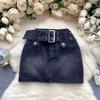 Hot Girl Fashion Sexy Mini Jean Skirt Women Gothic Y2k Patchwork Denim Skirts Female American Vintage A-Line Design Skirt New