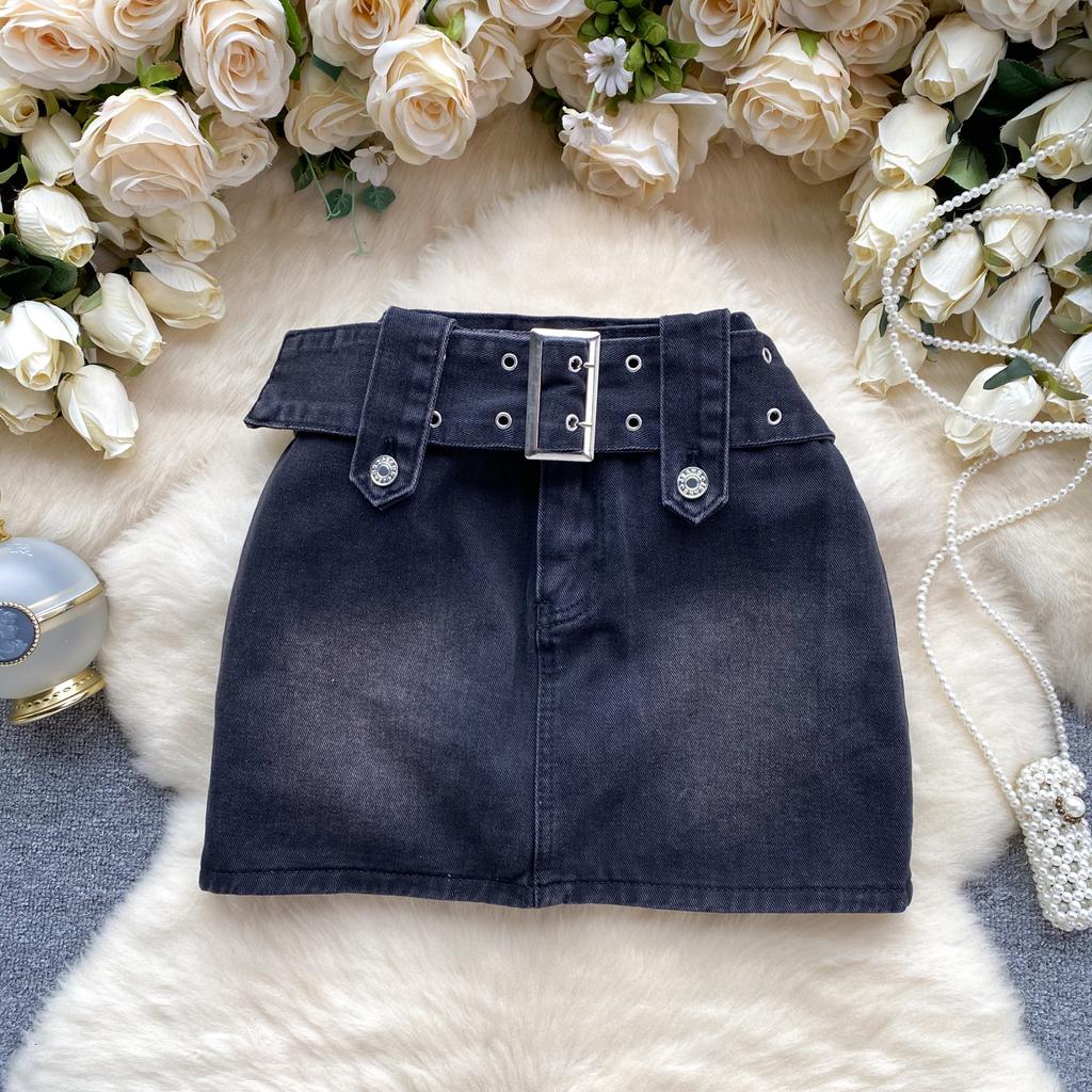 Hot Girl Fashion Sexy Mini Jean Skirt Women Gothic Y2k Patchwork Denim Skirts Female American Vintage A-Line Design Skirt New