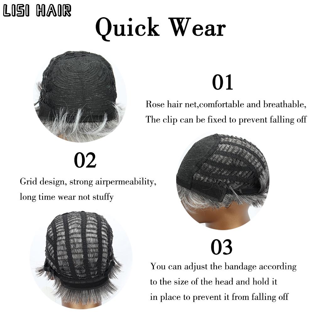 MISSQUEEN Synthetic Short Dark Red Hair Extensions High Temperature Wigs For Women Daily Use