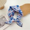 Flower Pattern Hair Scarf Double Sides Head Handkerchief Trendy Silk Scarf  Spring Summer Fall
