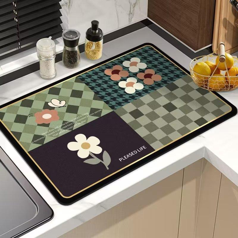 Кухонный коврик для сушки посуды из диатомовой земли, впитывающий воду, коврик для ног, ванный нескользящий коврик для пола, резиновый мягкий коврик