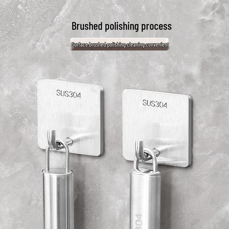 Клейкий настенный крючок из нержавеющей стали - Без сверления, Сверхпрочный одинарный крючок для кухни и общежития