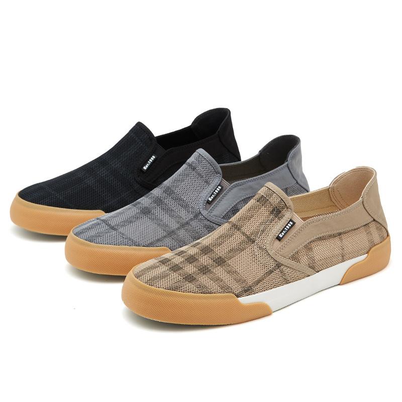 Новые летние мужские туфли из дышащей сетки, дышащие, удобные, повседневные и универсальные ленивые туфли