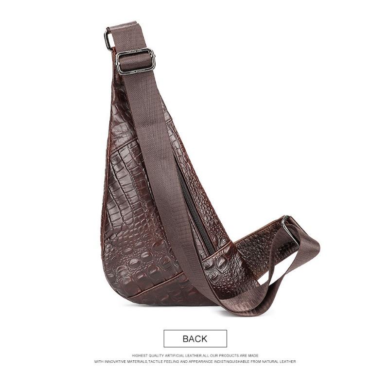 Мужская кожаная нагрудная сумка из крокодиловой кожи с косым узором, повседневная сумка через плечо из коровьей кожи с верхним слоем