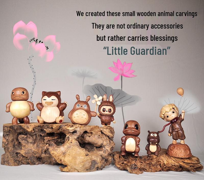 Creative Wooden Crafts: Little Prince Hippo Wood Ornament with Solid Wood Base