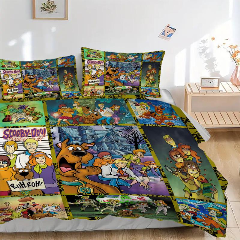 Scoobydoo Mystery Party Print 3Pcs Bedding Setduvet Cover With 2 Bedropillowcase Home Birthday Gift