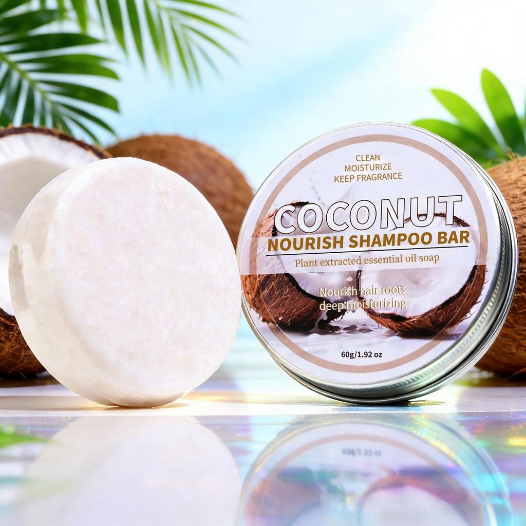 Coconut & He Shou Wu Ginseng Bamboo Charcoal Shampoo Soap with Essential Oils & Cypress Leaf