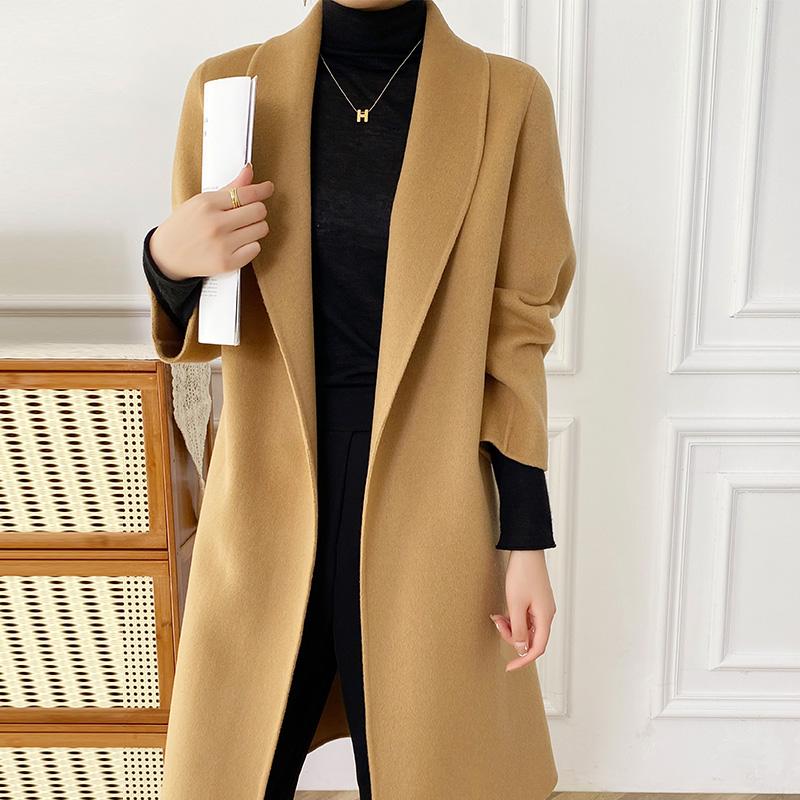 Женское пальто из 100% шерсти TIDENOVEL Осеннее шерстяное длинное пальто Ручной работы Пальто-бушлат Зимняя теплая шерстяная длинная куртка Пальто