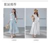 Old money style high-end design sleeveless shirt+half skirt two-piece set summer elastic waist multi-layer long skirt