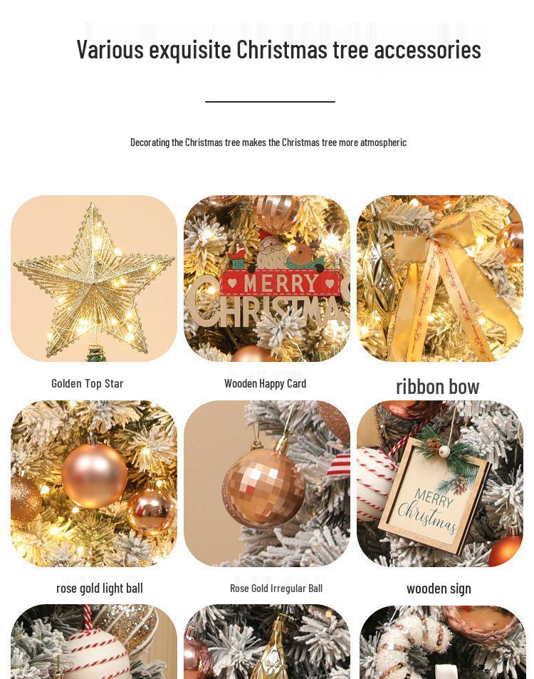 Nordic-Inspired High-End White Snow Christmas Tree Decoration Set (1.5/1.8/2.1m)