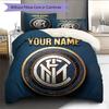 Custom Name,Inter Milan Pattern Bedding Home Decoration Birthday Gift ( 1 duvet cover + 2 pillowcase, without core),fan merchandise.