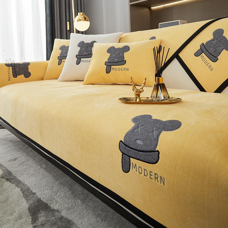 Подушка для дивана из синели, новый всесезонный легкий роскошный противоскользящий чехол, чехол на спинку, утолщенная подушка для сиденья