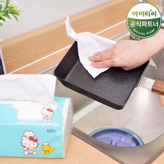 Hello Kitty Recycled Kitchen Towel Pulp 3-ply 100 Sheets, 100 Sheets, 20 Pieces, a Popular Character In Korea