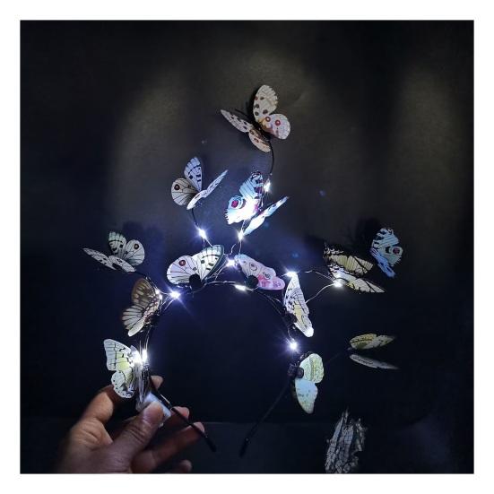 Женская рождественская лента для волос, светящаяся светодиодная подсветка, различные бабочки-чародеи, эластичная противоскользящая обруч для новогодней вечеринки, аксессуары для волос, реквизит для фотосессии