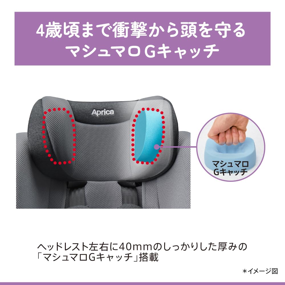 Aprica 2186891 Детское кресло ISOFIX Kururirap для новорожденных и детей до 4 лет, совместимое с сиденьем R129, фиксированное, легкое, старое, вращающееся, (Ночной серый)