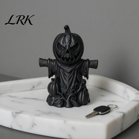 Скульптура из твердого PLA, 3D-печатная фигурка тыквы-пугала, матово-черная, Хэллоуин, настольное украшение для полок, декор полки, окна, офиса,