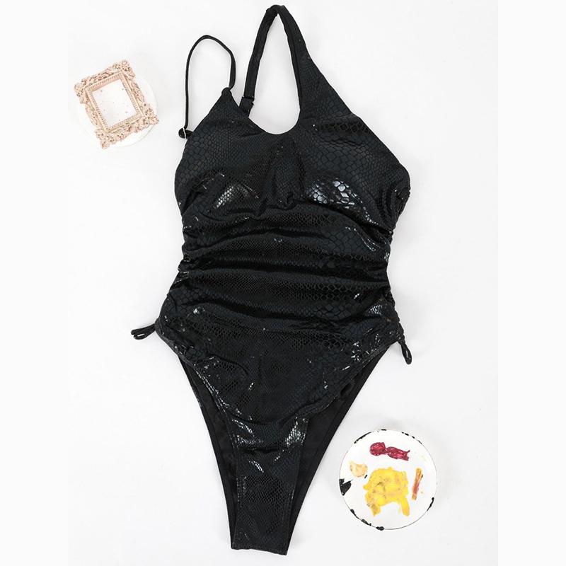 Летний сексуальный комбинезон с вырезом на шее, бикини, женский купальник с завязками, облегающий однотонный боди, купальник, женский модный праздничный пляжный женский купальник 24336