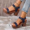 Fashion Comfort Women's Chunky Heeled Sandals Buckle Strap Platform Sandalias Mujer 2025 Summer Fashion High Heels Gladiator Shoes Woman