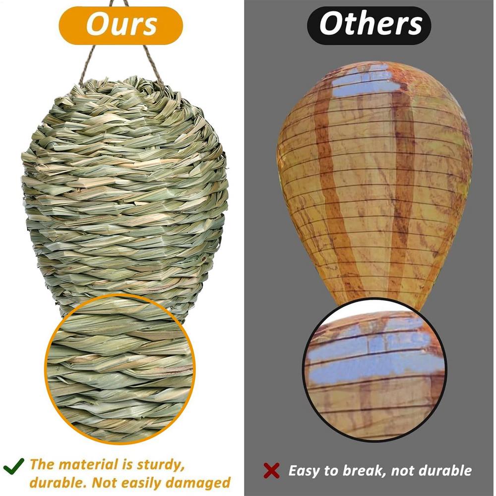 Fake Wasp Nest Fake Bees Hornet Nest Traps Hangable Woven Decoration Artificial Bee Hive For Porch Patio Orchard Outdoor Garden