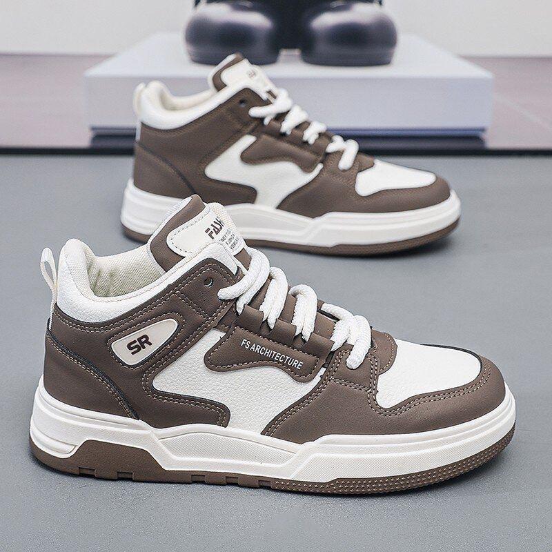 Men's Sneakers 2025 Spring Wear-resistant Skateboard Shoes Casual Thick Soled Lace Up Anti Slip Outdoor Running Shoes Zapatillas